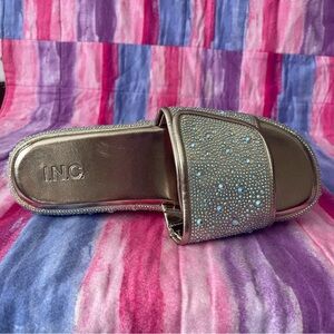 INC International Concepts Women's Gold Embellished Slide Sandals size 9.5